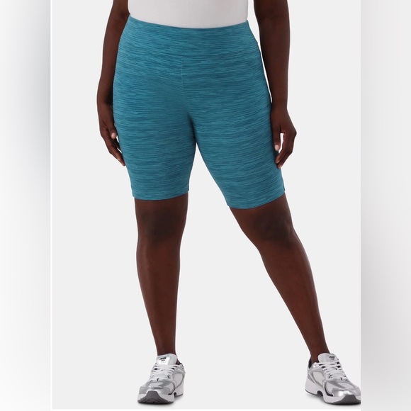 Terra & Sky Women's Plus Teal Space Dye Biker Shorts, 9" Inseam - Picture 1 of 9
